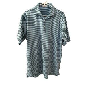 OLiVER RiDLEY Blue Striped Athletic‎ Golf Polo Shirt Size Medium